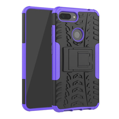Shockproof purple phone case with tire tread pattern and circular holder