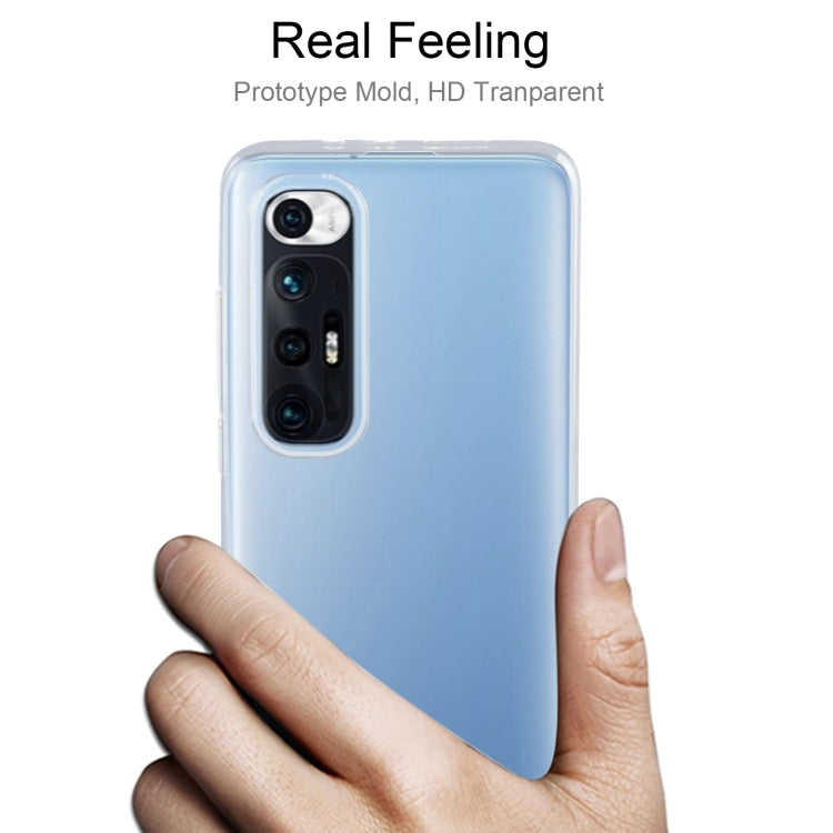 Clear slim TPU phone case on smartphone back, camera opening visible