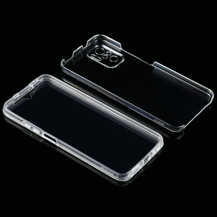 Transparent Xiaomi Redmi Note 10 case set, front and back covers shown