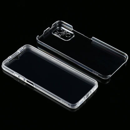 Transparent Xiaomi Redmi Note 10 case set, front and back covers shown