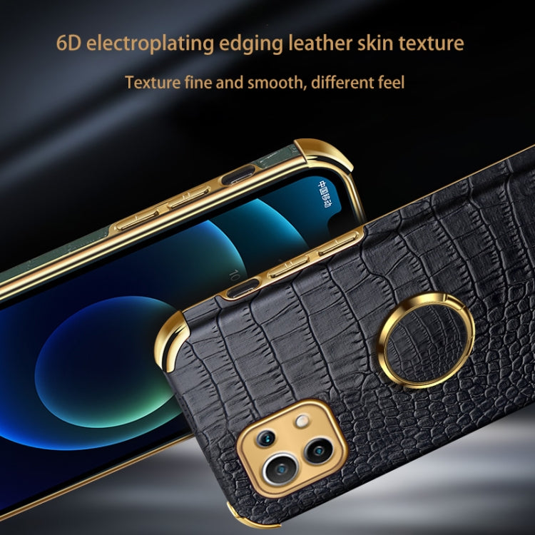 Crocodile-pattern magnetic phone case with gold ring holder for Xiaomi Mi 11