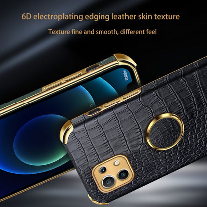 Crocodile-pattern magnetic phone case with gold ring holder for Xiaomi Mi 11