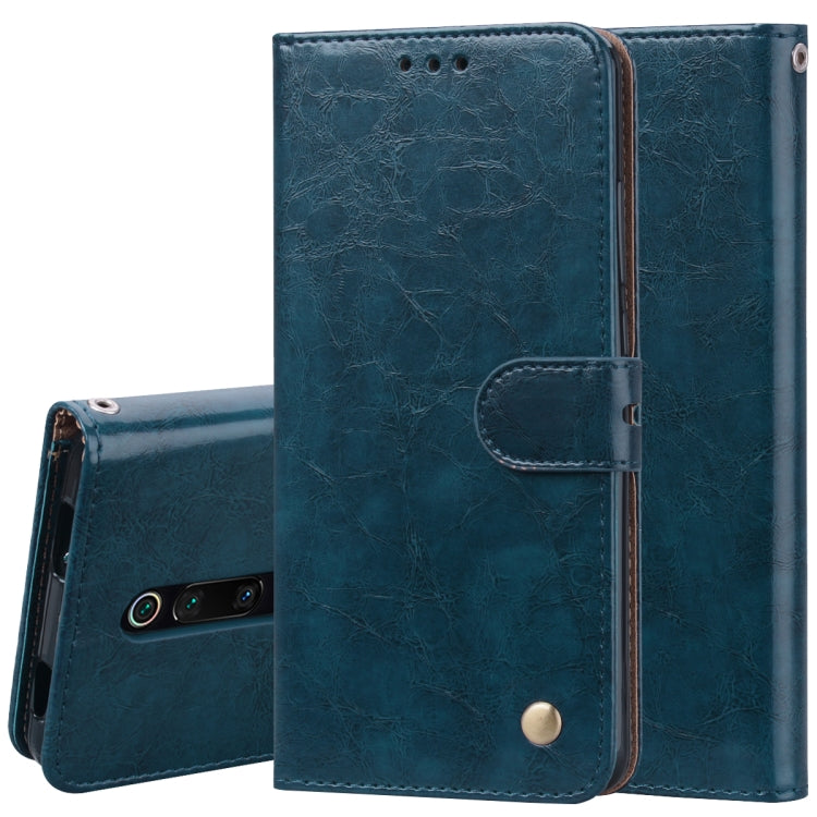 Blue flip leather phone case with card slots, holder flap and snap button