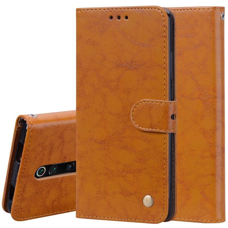 Brown flip leather phone case with card slots, holder flap and snap button