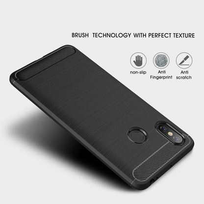 Brushed Texture Carbon Fiber Shockproof TPU Case for Xiaomi Mi Max 3, For Xiaomi Mi Max 3