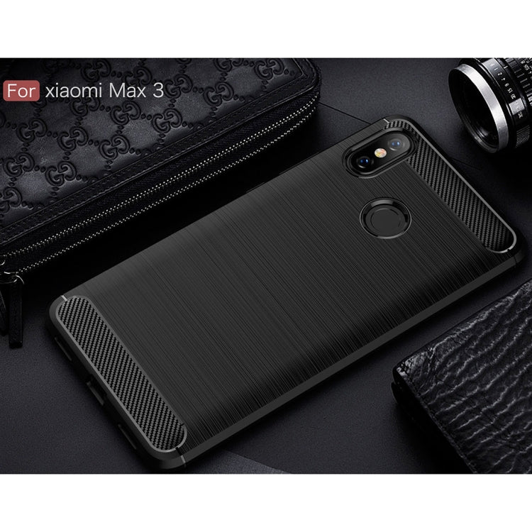 Brushed Texture Carbon Fiber Shockproof TPU Case for Xiaomi Mi Max 3, For Xiaomi Mi Max 3