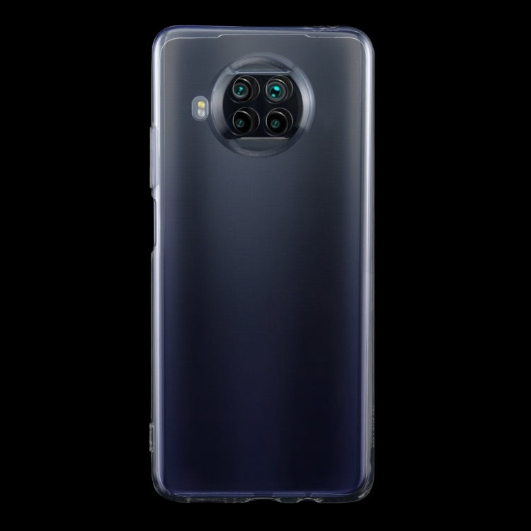 Clear slim TPU phone case with raised camera area and cutouts, back view.