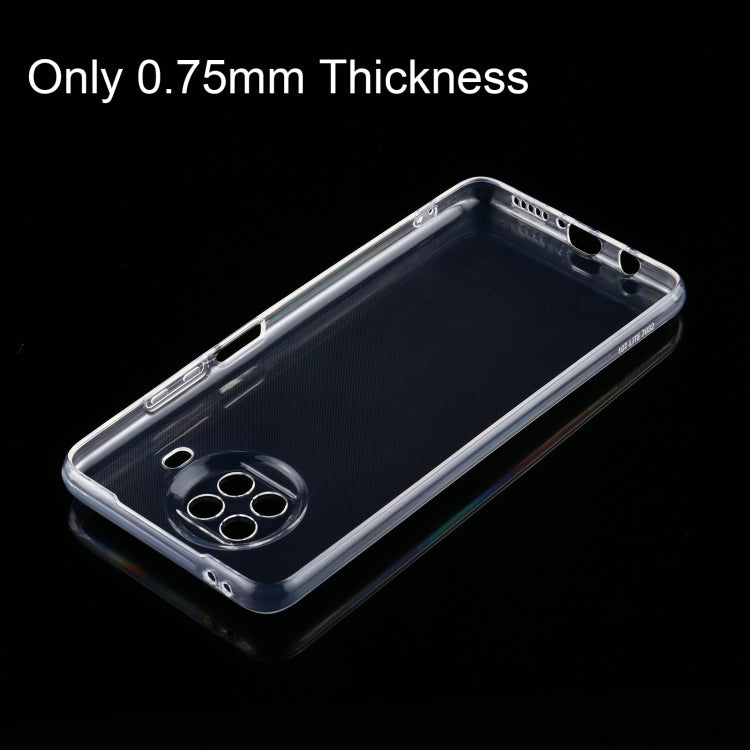 Clear slim TPU phone case with precise port openings and camera cutout, side angle.