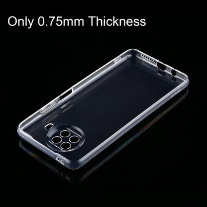 Clear slim TPU phone case with precise port openings and camera cutout, side angle.