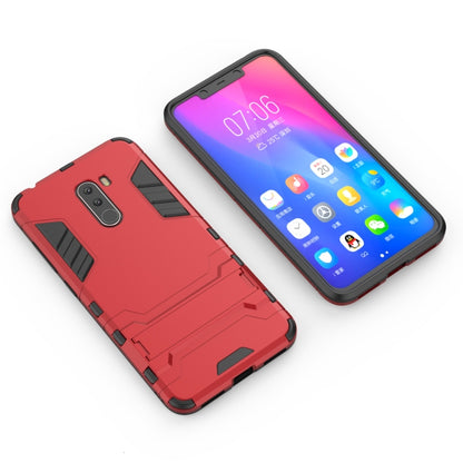 Red shockproof phone case with holder, front display and rugged back protection