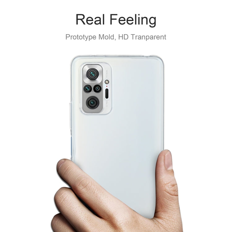 Transparent TPU phone case for Xiaomi Redmi Note 10 Pro, held in hand