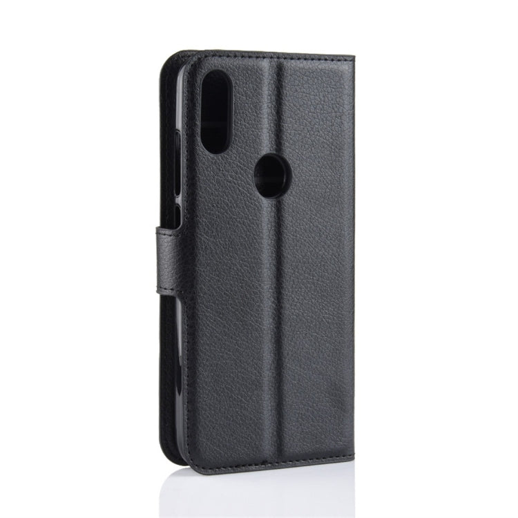 Black leather folio case with side cutouts and TPU frame for Redmi Note 7