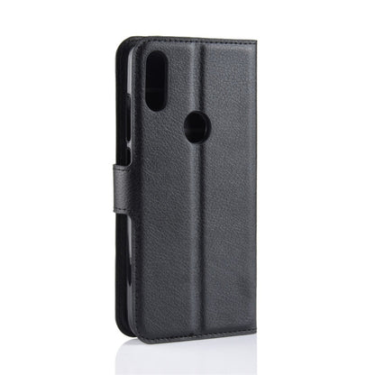 Black leather folio case with side cutouts and TPU frame for Redmi Note 7
