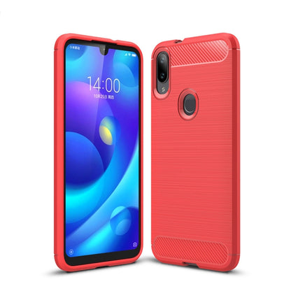 Red brushed carbon-fiber TPU phone case with raised camera and screen edges