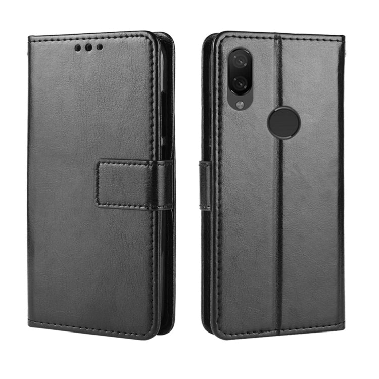 Black Crazy Horse leather flip case with card holder for Redmi Note 7