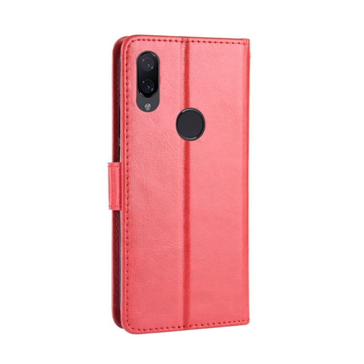 Red Crazy Horse leather flip case with camera cutout for Redmi Note 7