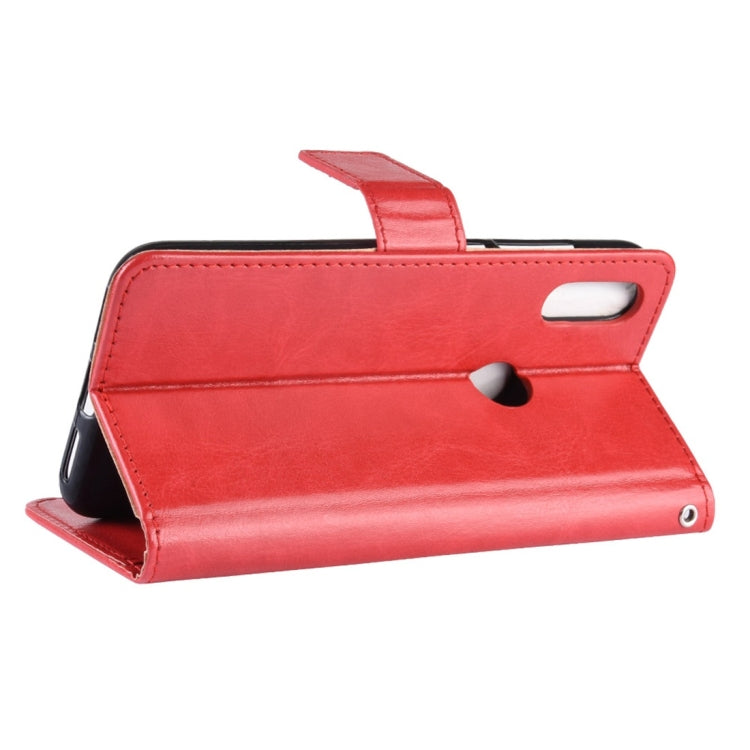 Red leather wallet-style flip case with stand support for Redmi Note 7