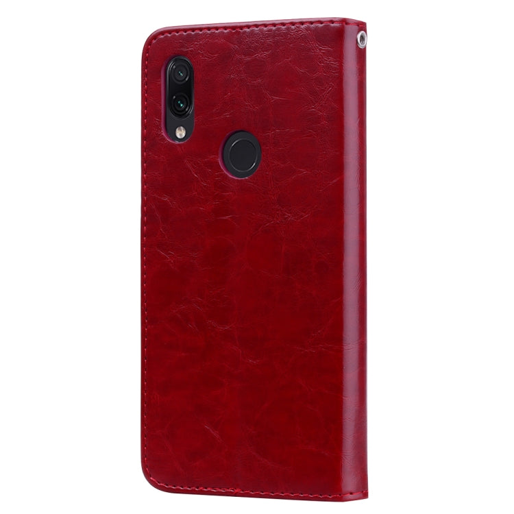 Flip leather wallet phone case for Xiaomi Redmi 7, red, back cover view
