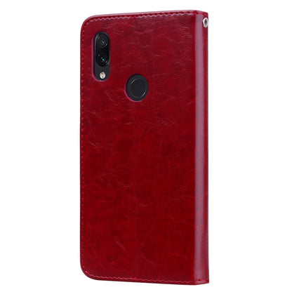 Flip leather wallet phone case for Xiaomi Redmi 7, red, back cover view