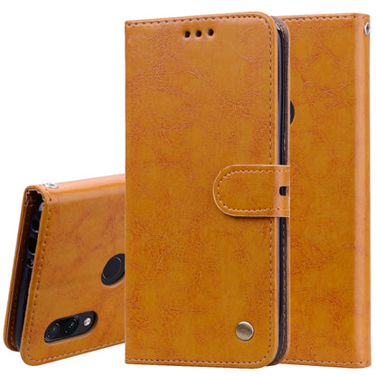 Flip leather wallet phone case for Xiaomi Redmi 7, tan/brown, with card slots and holder