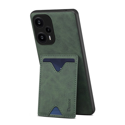 Green PU leather phone case with back card slot and raised camera protection