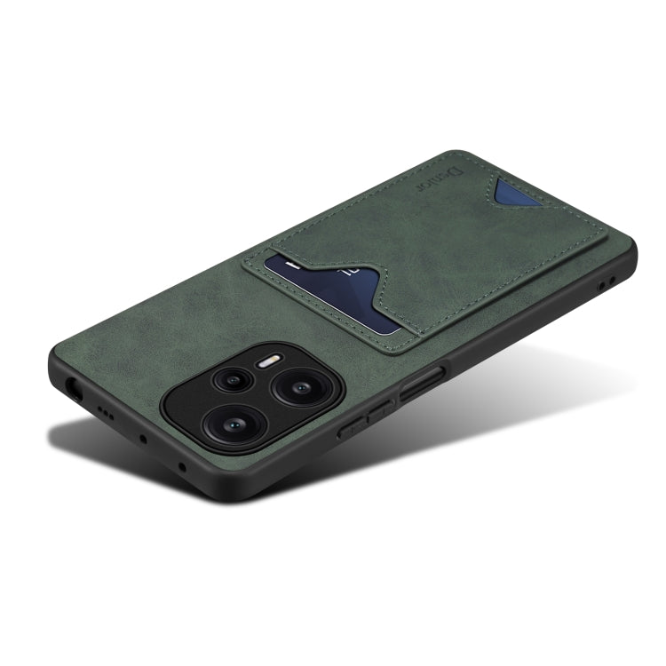 Green PU leather phone case with back card slot and protective camera bumper
