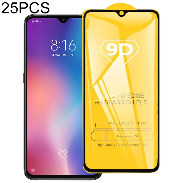 9D full-glue tempered glass screen protector, pack of 25, for Redmi Note 8 Pro