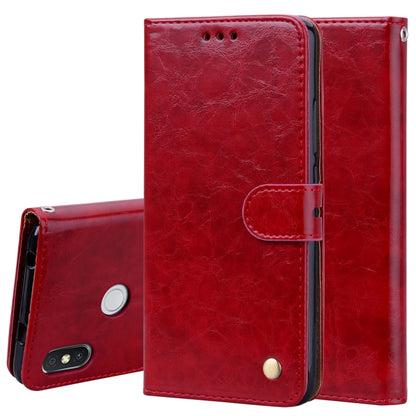 Red oil-wax textured flip leather wallet case with card holder and magnetic snap
