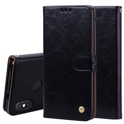 Black flip leather wallet case with card slots and magnetic snap closure
