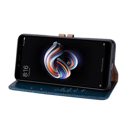 Blue flip leather wallet case with kickstand-style viewing and phone cover