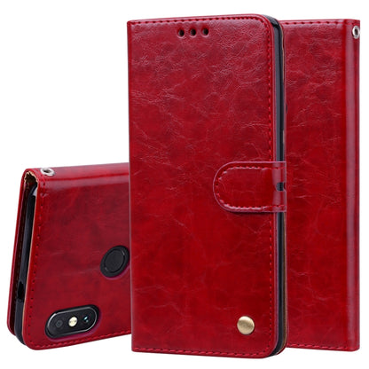 Red flip leather wallet case with card slots and magnetic snap closure
