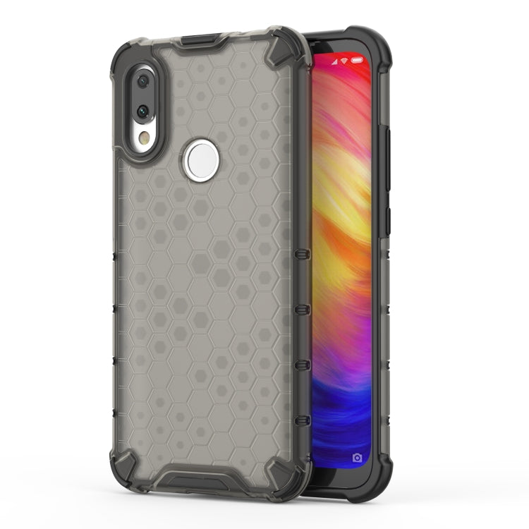 Dark gray honeycomb shockproof phone case with black TPU bumper and camera cutout
