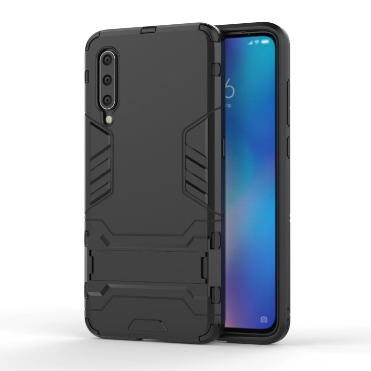 Shockproof rugged phone case for Xiaomi Mi 9, black with textured grip panels