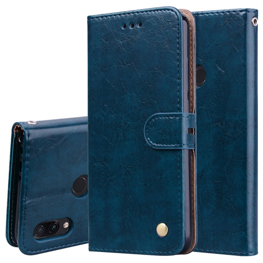 Blue flip leather phone wallet case with magnetic strap and camera cutout