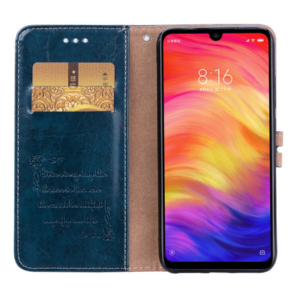 Blue flip leather phone wallet case with card slot pocket and magnetic closure