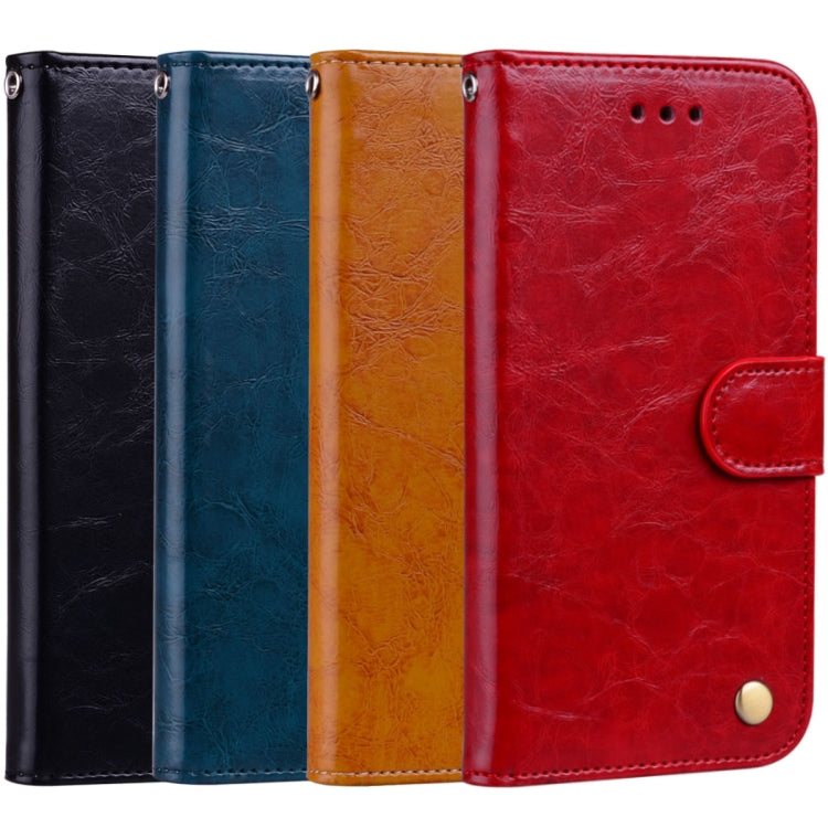 Leather flip phone cases in multiple colors: black, blue, brown, and red