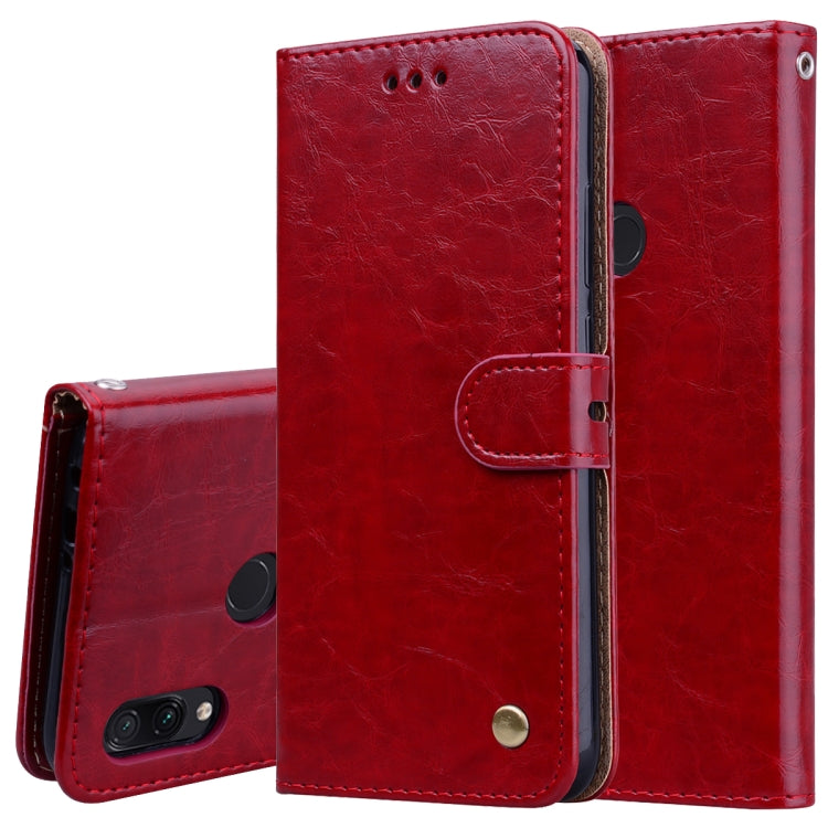 Red flip leather phone wallet case with magnetic strap and camera cutout