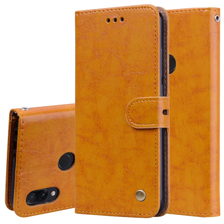 Orange flip leather phone wallet case with magnetic strap and camera cutout