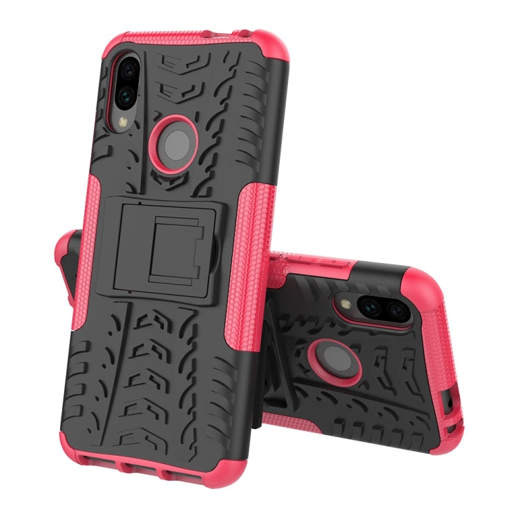 Shockproof tire-texture phone case with ring holder in pink and black