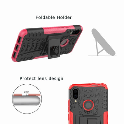 Red tire-texture shockproof phone case with foldable holder and camera cutouts
