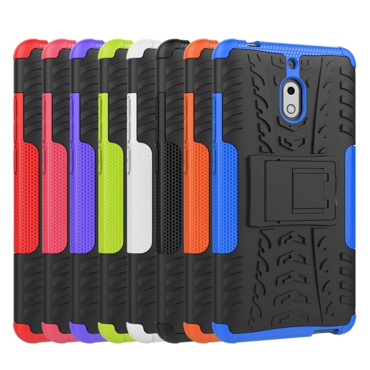 Tire-textured shockproof phone cases shown in multiple colors, with camera cutout