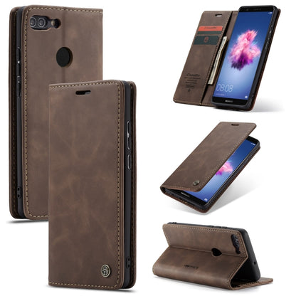 Brown leather flip phone wallet case with card slots and magnetic stand