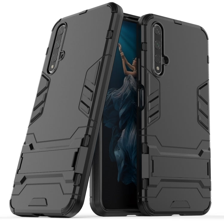 Dark gray rugged shockproof phone case with holder, textured bumper TPU/PC shell