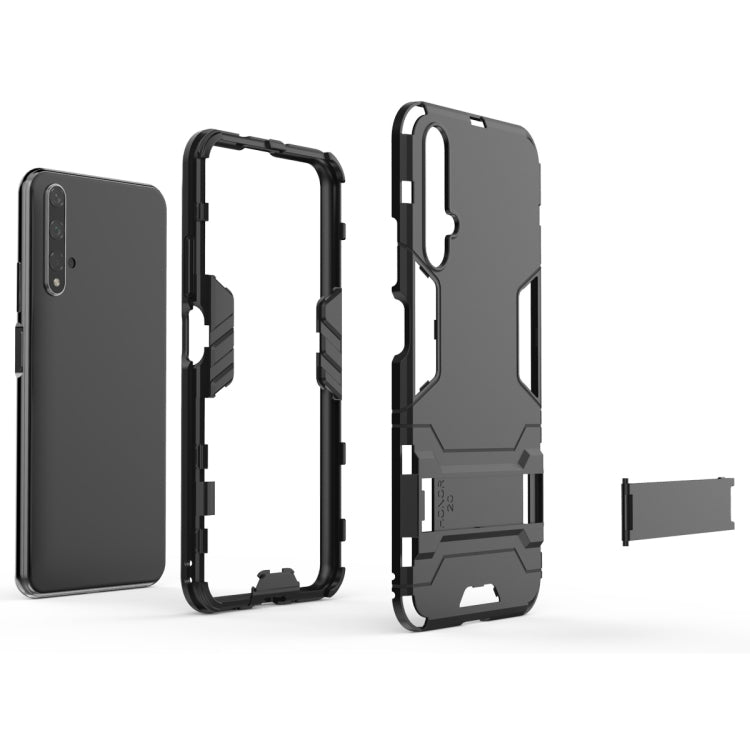 Rugged shockproof phone case parts with holder, back frame and side rails shown