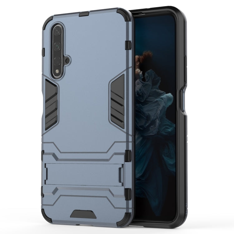 Light blue rugged shockproof phone case with holder, tough TPU/PC bumper shell