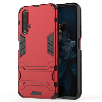 Red rugged shockproof phone case with holder, protective TPU/PC shell for Honor 20