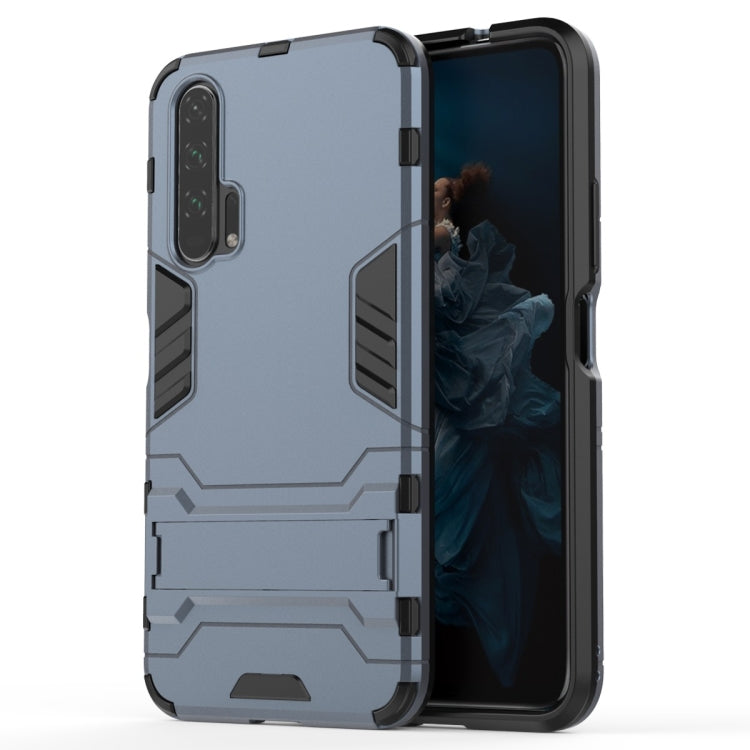 Shockproof hybrid phone case with holder, navy blue, for Huawei Honor 20 Pro.