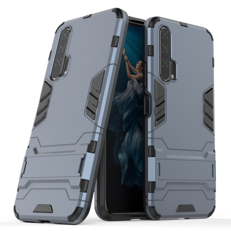Shockproof hybrid phone case with holder, navy blue, for Huawei Honor 20 Pro.