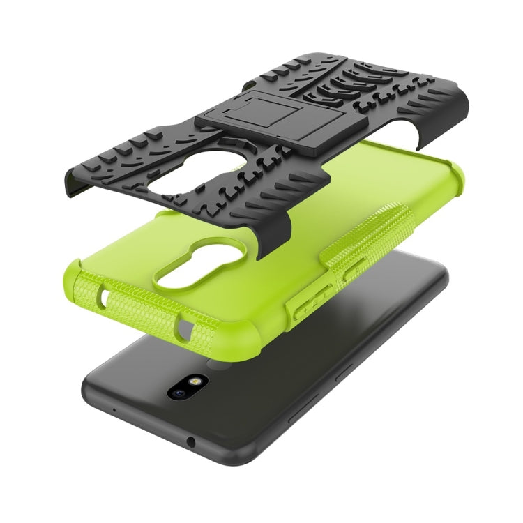 Nokia 3.2 tire texture TPU case, neon green and gray, rugged stand cover
