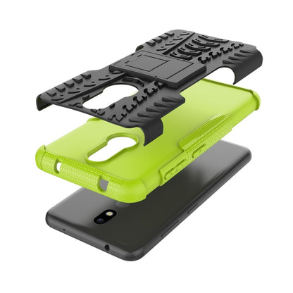 Nokia 3.2 tire texture TPU case, neon green and gray, rugged stand cover